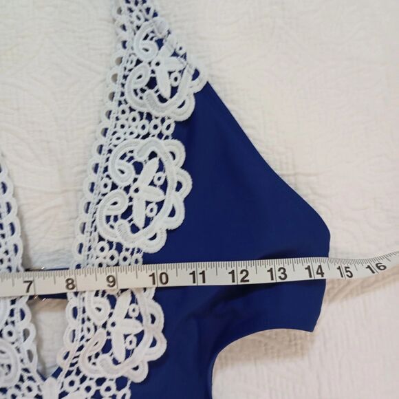 Cupshe Blue One Piece Swimsuit Size M With Lace Women's - Picture 10 of 12